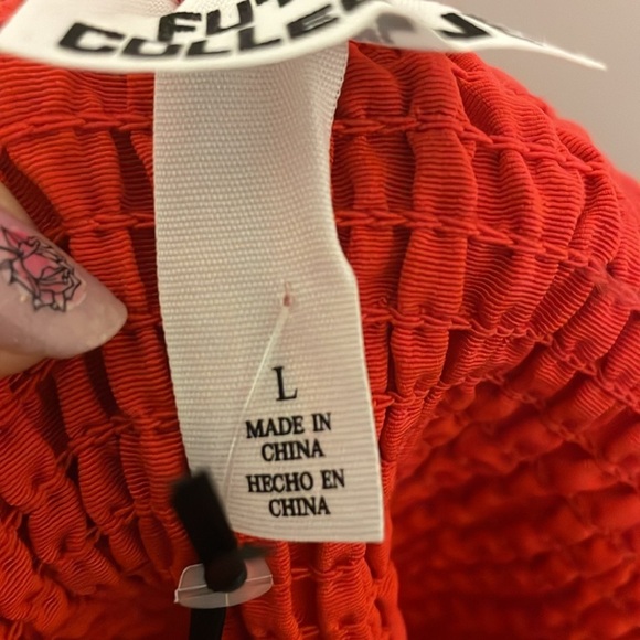 Future Collective Red with Pink Bow Holiday Sweetheart Bow Mini Dress size L - Picture 7 of 15